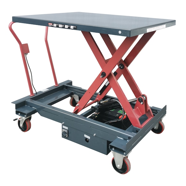 Pake Handling Tools DC Power Hydraulic Scissor Cart, 2200 Lb. Cap., 47.24''x 31.5'', 17''-48'' Height PAKLT-ES100L - main